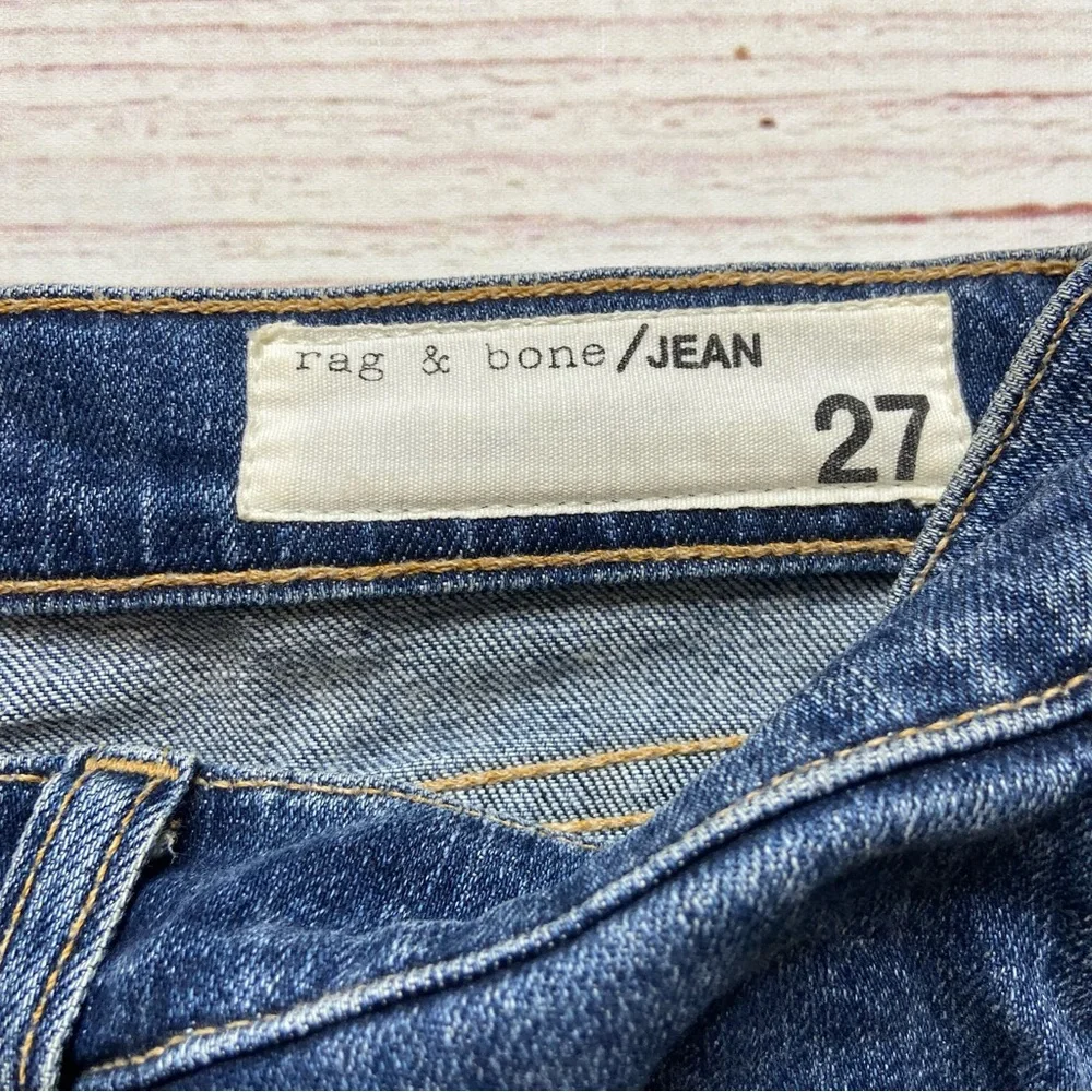 Rag & Bone 10” Dre High Rise Slim Boyfriend Jeans in Worn Wash Sz 27 - Picture 6 of 15